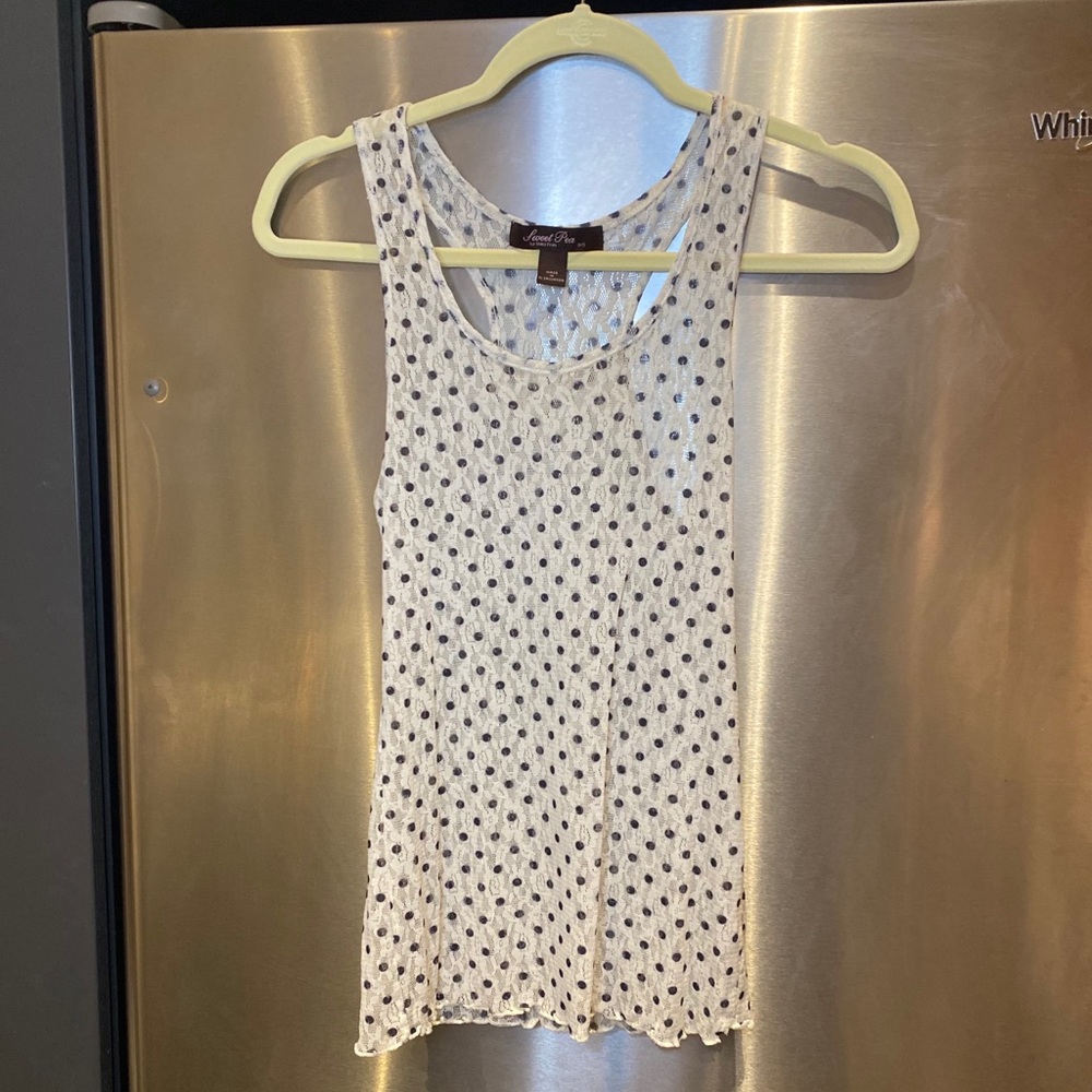 Sweat pea - lace polka dot racer back tank - OS
